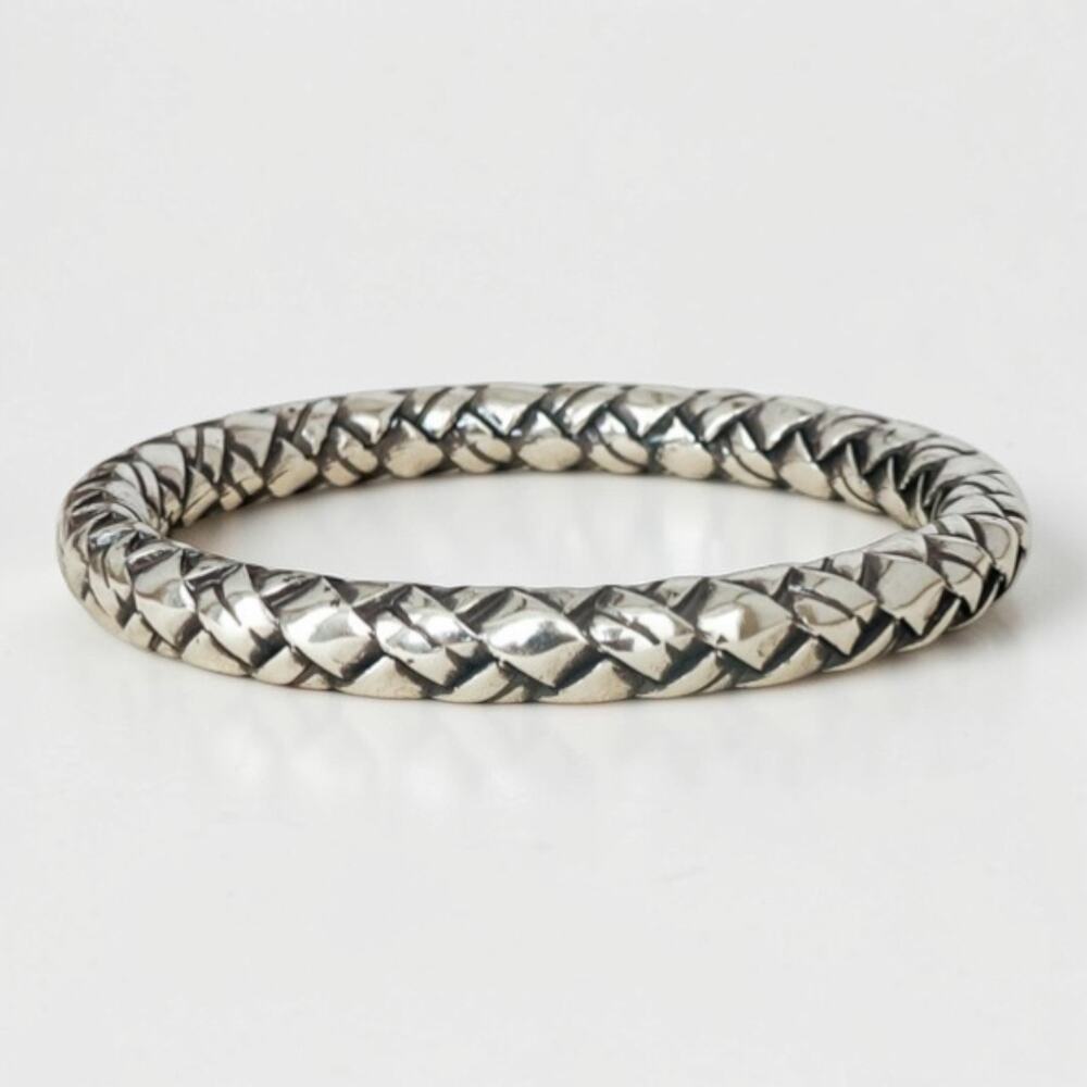 Vintage Brighton Rare Retired Braided Chunky Bangle Bracelet Silver Plated 2.5"